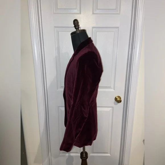 Rafaella Women’s Burgundy Velvet Blazer size 6 business casual 100% cotton - Picture 2 of 7
